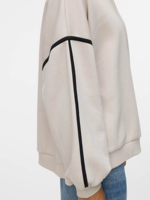 Vero Moda VMSHIRLEY LS O-NECK SWEAT JRS GA Pumice Stone/MELANGE + BLACK BIN | Freewear VMSHIRLEY LS O-NECK SWEAT JRS GA - www.freewear.nl - Freewear