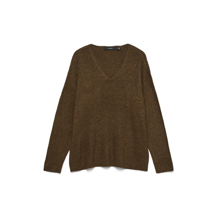 Vero Moda VMCREWLEFILEGLITTER LS V-NK PULLOV Emperador/MELANGE W. DTM LUREX | Freewear VMCREWLEFILEGLITTER LS V-NK PULLOV - www.freewear.nl - Freewear