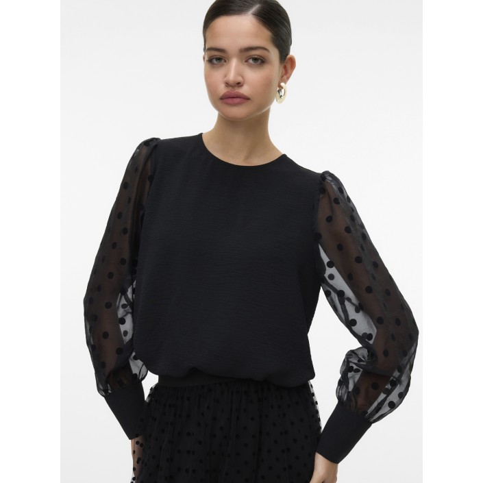 Vero Moda VMALVA DETAIL LS TOP WVN Black | Freewear VMALVA DETAIL LS TOP WVN - www.freewear.nl - Freewear