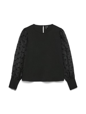 Vero Moda VMALVA DETAIL LS TOP WVN Black | Freewear VMALVA DETAIL LS TOP WVN - www.freewear.nl - Freewear