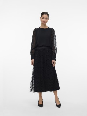 Vero Moda VMALVA DETAIL LS TOP WVN Black | Freewear VMALVA DETAIL LS TOP WVN - www.freewear.nl - Freewear