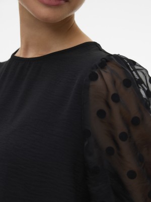 Vero Moda VMALVA DETAIL LS TOP WVN Black | Freewear VMALVA DETAIL LS TOP WVN - www.freewear.nl - Freewear