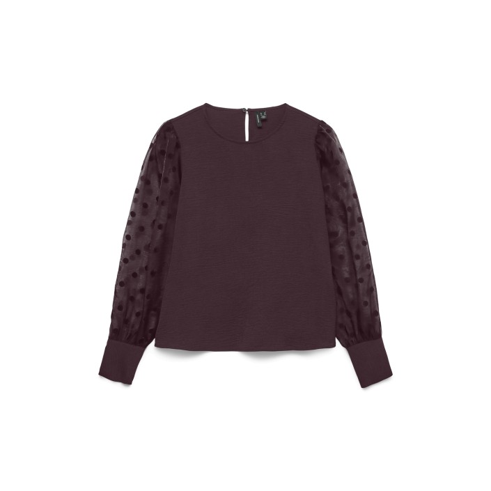 Vero Moda VMALVA DETAIL LS TOP WVN Winetasting | Freewear VMALVA DETAIL LS TOP WVN - www.freewear.nl - Freewear