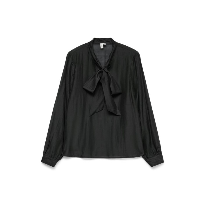 Vero Moda VMHALSTON L/S BOW TOP WVN BTQ Black | Freewear VMHALSTON L/S BOW TOP WVN BTQ - www.freewear.nl - Freewear