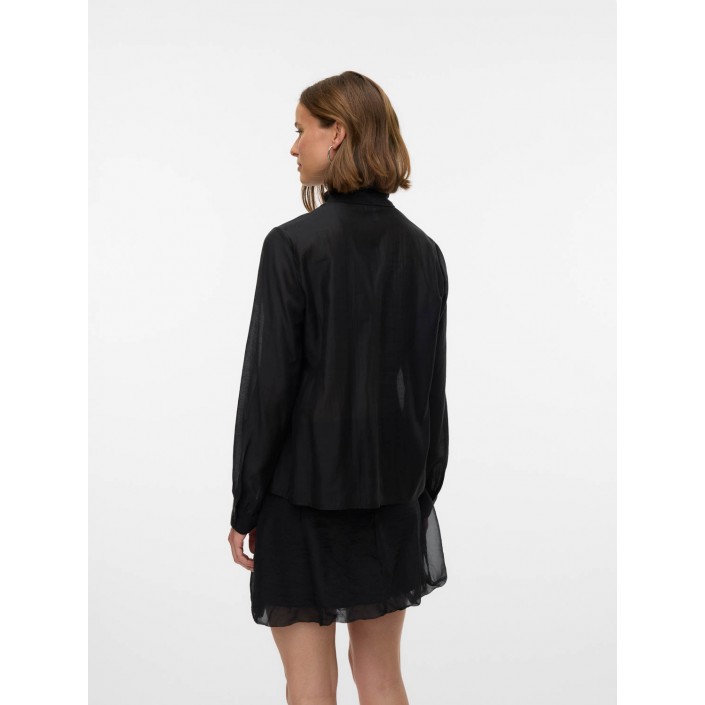 Vero Moda VMHALSTON L/S BOW TOP WVN BTQ Black | Freewear VMHALSTON L/S BOW TOP WVN BTQ - www.freewear.nl - Freewear