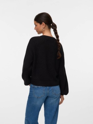 Vero Moda VMLEA LS O-NECK CARDIGAN NOOS Black | Freewear VMLEA LS O-NECK CARDIGAN NOOS - www.freewear.nl - Freewear
