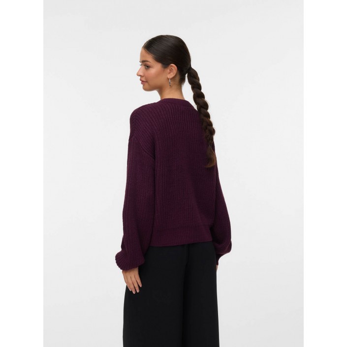 Vero Moda VMLEA LS O-NECK CARDIGAN NOOS Winetasting | Freewear VMLEA LS O-NECK CARDIGAN NOOS - www.freewear.nl - Freewear