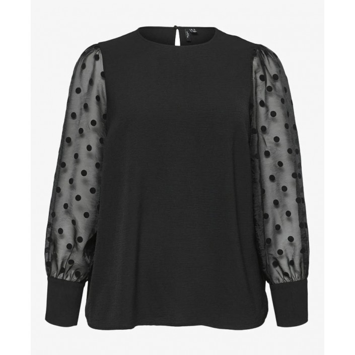 Vero Moda VMCALVA DETAIL LS TOP WVN GA CUR Black | Freewear VMCALVA DETAIL LS TOP WVN GA CUR - www.freewear.nl - Freewear