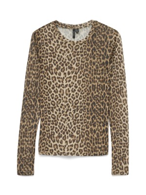 Vero Moda VMLOVA LS MESH TOP JRS NOOS Silver Mink/LEO | Freewear VMLOVA LS MESH TOP JRS NOOS - www.freewear.nl - Freewear