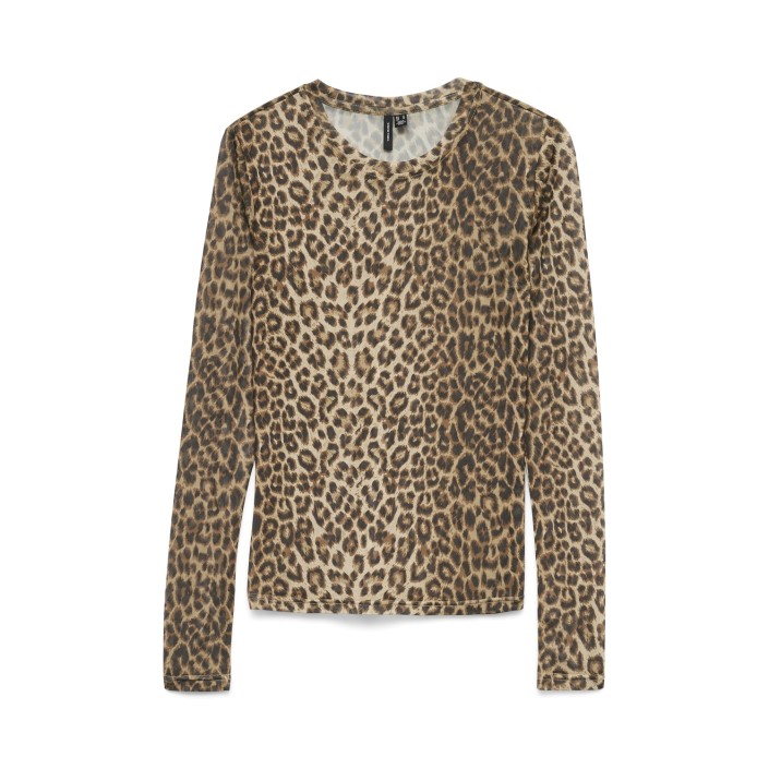 Vero Moda VMLOVA LS MESH TOP JRS NOOS Silver Mink/LEO | Freewear VMLOVA LS MESH TOP JRS NOOS - www.freewear.nl - Freewear