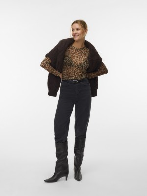 Vero Moda VMLOVA LS MESH TOP JRS NOOS Silver Mink/LEO | Freewear VMLOVA LS MESH TOP JRS NOOS - www.freewear.nl - Freewear