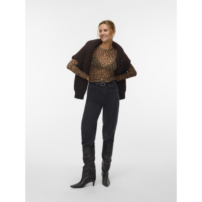Vero Moda VMLOVA LS MESH TOP JRS NOOS Silver Mink/LEO | Freewear VMLOVA LS MESH TOP JRS NOOS - www.freewear.nl - Freewear