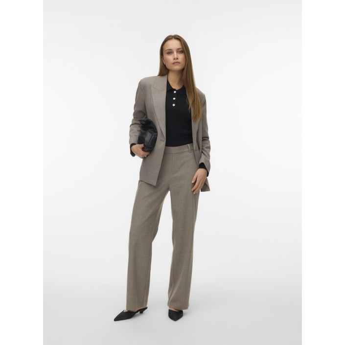 Vero Moda VMMAYA BESTIE MW STRAIGHT PANT NOOS Moon Rock/MELANGE | Freewear VMMAYA BESTIE MW STRAIGHT PANT NOOS - www.freewear.nl - Freewear
