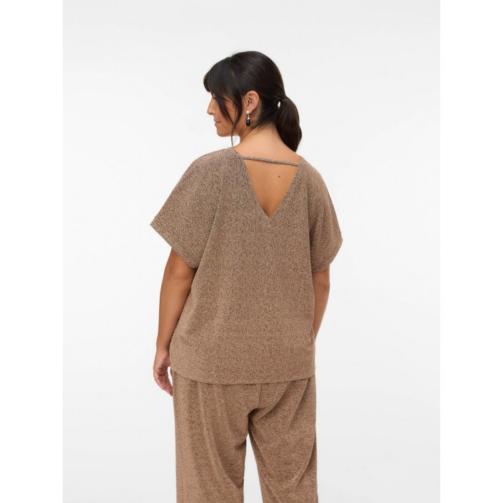 Vero Moda curve VMCHOXANNE S/S V-NECK TOP JRS BTQ C: Gold Colour/TIGERS EYE LUREX | Freewear VMCHOXANNE S/S V-NECK TOP JRS BTQ C: - www.freewear.nl - Freewear