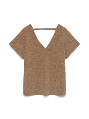Vero Moda curve VMCHOXANNE S/S V-NECK TOP JRS BTQ C: Gold Colour/TIGERS EYE LUREX | Freewear VMCHOXANNE S/S V-NECK TOP JRS BTQ C: - www.freewear.nl - Freewear