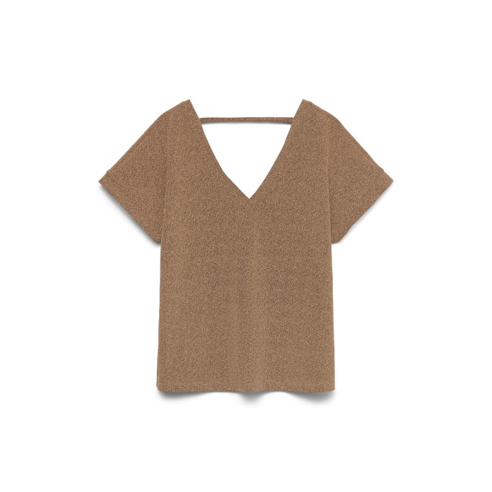 Vero Moda curve VMCHOXANNE S/S V-NECK TOP JRS BTQ C: Gold Colour/TIGERS EYE LUREX | Freewear VMCHOXANNE S/S V-NECK TOP JRS BTQ C: - www.freewear.nl - Freewear