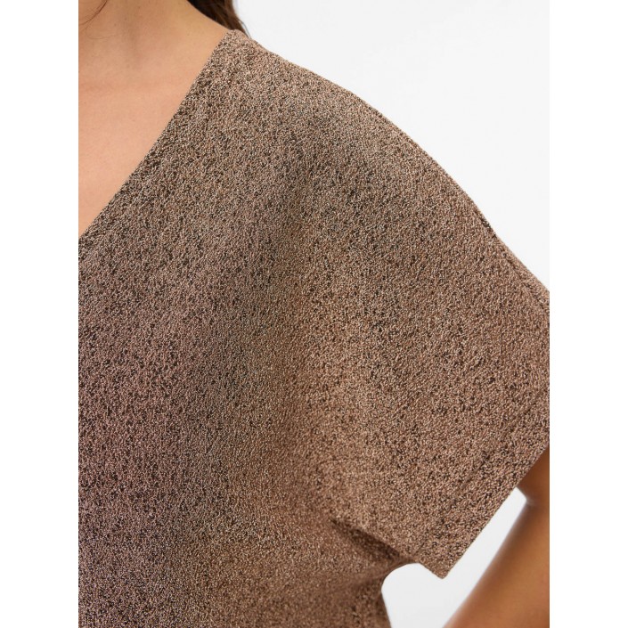 Vero Moda curve VMCHOXANNE S/S V-NECK TOP JRS BTQ C: Gold Colour/TIGERS EYE LUREX | Freewear VMCHOXANNE S/S V-NECK TOP JRS BTQ C: - www.freewear.nl - Freewear