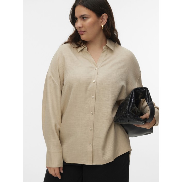 Vero Moda VMCMELANEY QUEENY LS SHIRT WVN CUR Overcast/Melange | Freewear VMCMELANEY QUEENY LS SHIRT WVN CUR - www.freewear.nl - Freewear
