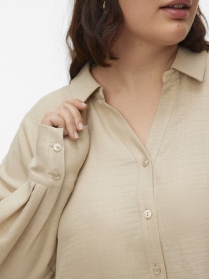 Vero Moda VMCMELANEY QUEENY LS SHIRT WVN CUR Overcast/Melange | Freewear VMCMELANEY QUEENY LS SHIRT WVN CUR - www.freewear.nl - Freewear