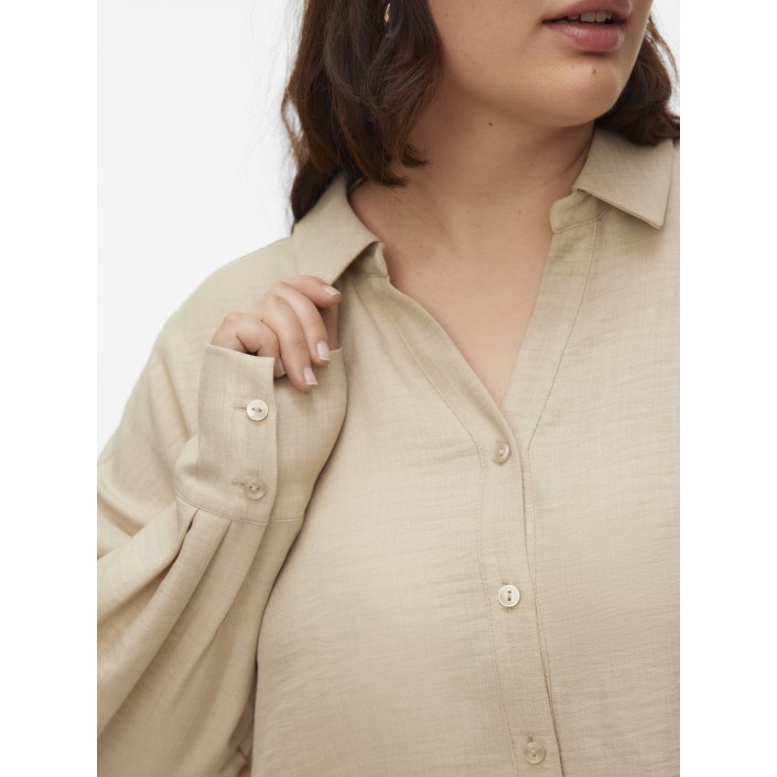 Vero Moda VMCMELANEY QUEENY LS SHIRT WVN CUR Overcast/Melange | Freewear VMCMELANEY QUEENY LS SHIRT WVN CUR - www.freewear.nl - Freewear