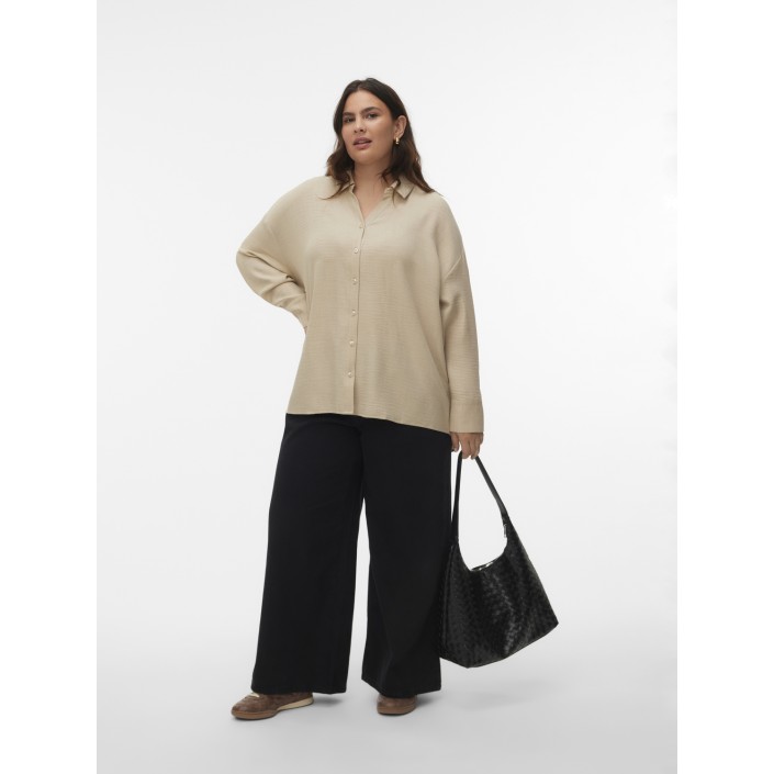 Vero Moda VMCMELANEY QUEENY LS SHIRT WVN CUR Overcast/Melange | Freewear VMCMELANEY QUEENY LS SHIRT WVN CUR - www.freewear.nl - Freewear