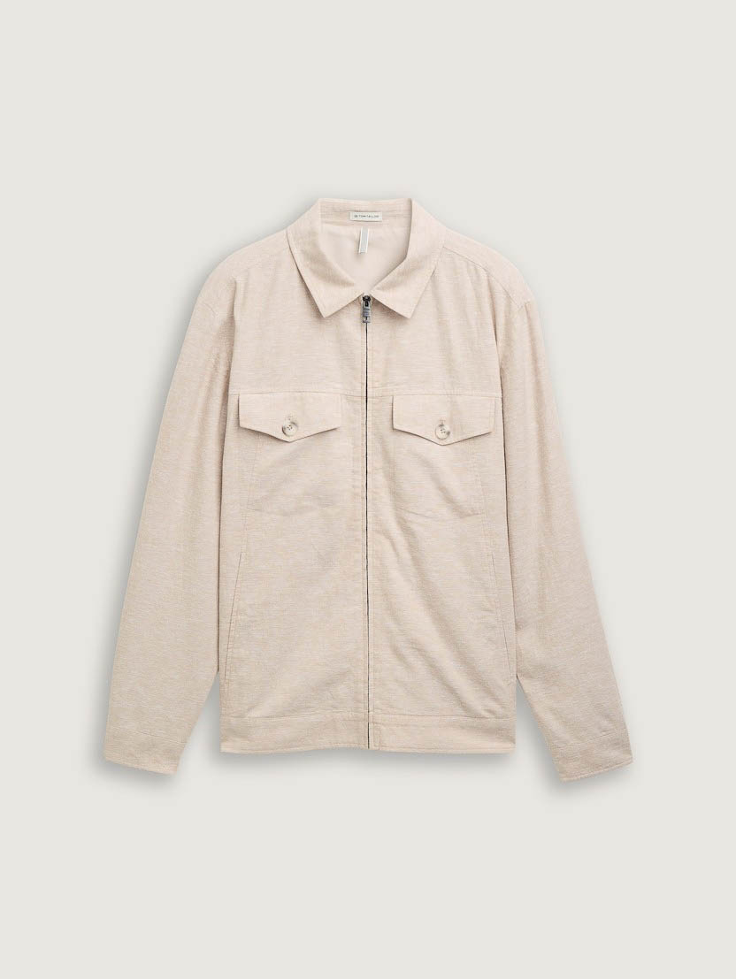 Tom Tailor - Overshirt - Heren - L - Gebroken wit - Linnen - 1045067