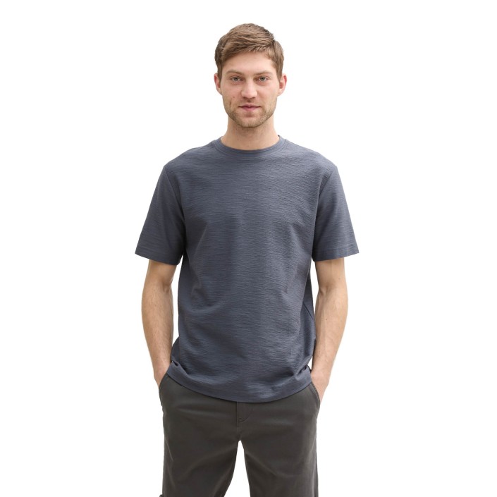 Tom Tailor Structured T-shirt donker grijs | Freewear Structured T-shirt - www.freewear.nl - Freewear