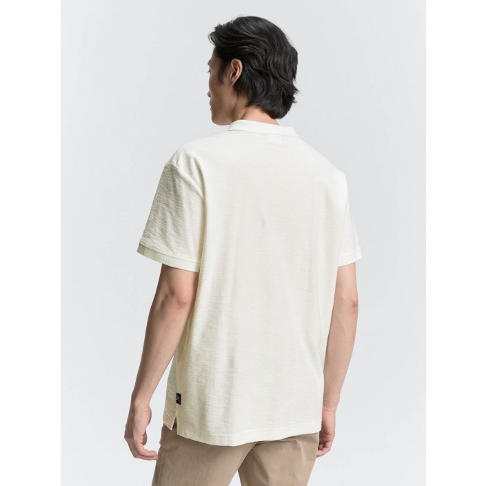 Tom Tailor structured polo off white | Freewear structured polo - www.freewear.nl - Freewear