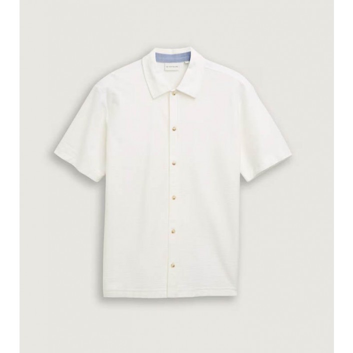 Tom Tailor structured shirt off white | Freewear structured shirt - www.freewear.nl - Freewear