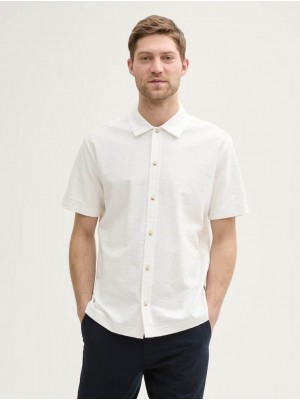 Tom Tailor structured shirt off white | Freewear structured shirt - www.freewear.nl - Freewear