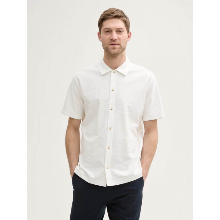 Tom Tailor structured shirt off white | Freewear structured shirt - www.freewear.nl - Freewear
