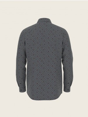 Tom Tailor Fitted Printed Shirt navy/green | Freewear Fitted Printed Shirt - www.freewear.nl - Freewear