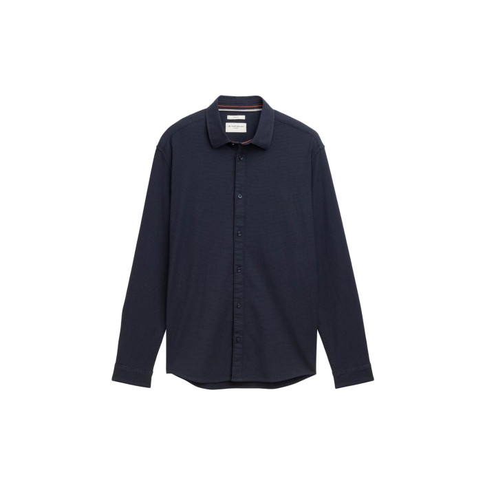 Tom Tailor fitted structured shirt navy | Freewear fitted structured shirt - www.freewear.nl - Freewear