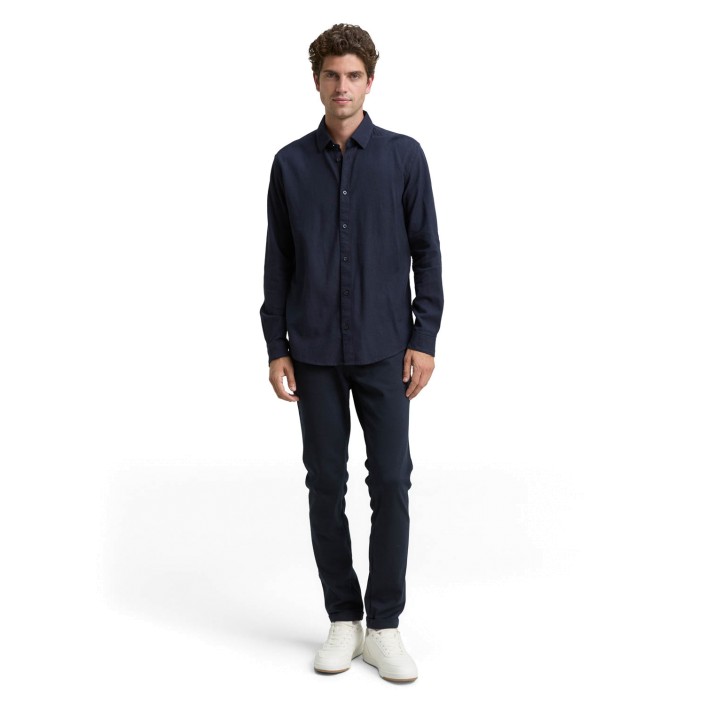 Tom Tailor fitted structured shirt navy | Freewear fitted structured shirt - www.freewear.nl - Freewear