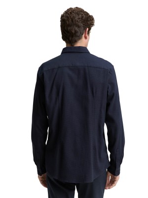 Tom Tailor fitted structured shirt navy | Freewear fitted structured shirt - www.freewear.nl - Freewear
