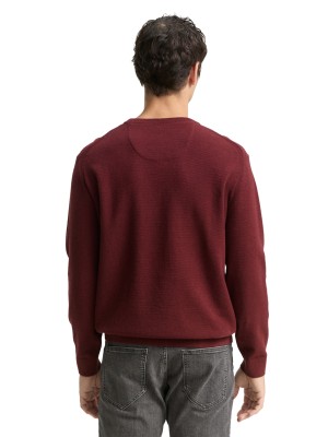 Tom Tailor Structured crewneck knit bordeaux melange | Freewear Structured crewneck knit - www.freewear.nl - Freewear