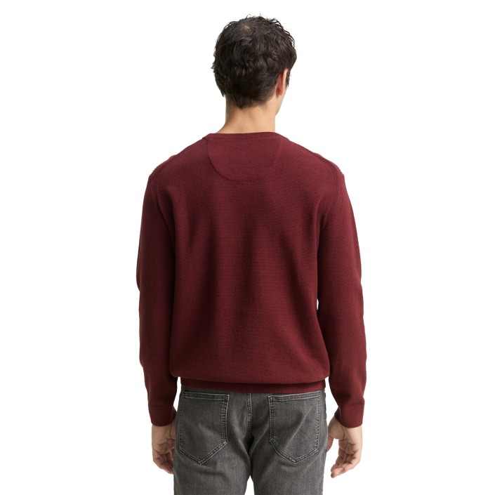 Tom Tailor Structured crewneck knit bordeaux melange | Freewear Structured crewneck knit - www.freewear.nl - Freewear