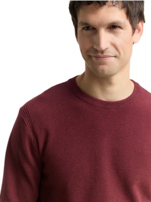 Tom Tailor Structured crewneck knit bordeaux melange | Freewear Structured crewneck knit - www.freewear.nl - Freewear