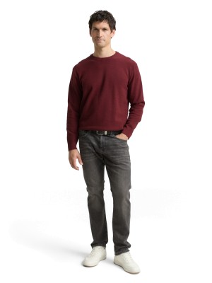 Tom Tailor Structured crewneck knit bordeaux melange | Freewear Structured crewneck knit - www.freewear.nl - Freewear