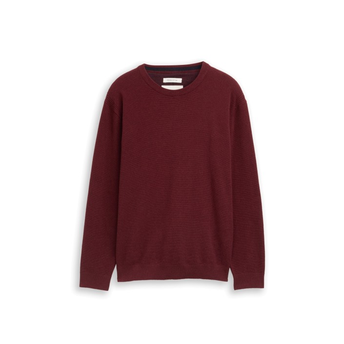 Tom Tailor Structured crewneck knit bordeaux melange | Freewear Structured crewneck knit - www.freewear.nl - Freewear