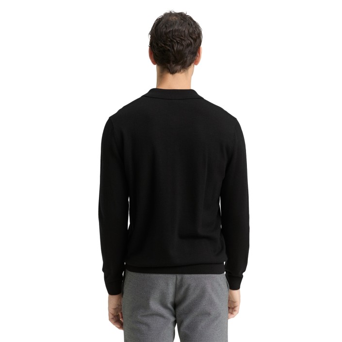 Tom Tailor Merino Wool Knit Polo black | Freewear Merino Wool Knit Polo - www.freewear.nl - Freewear