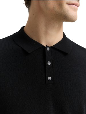 Tom Tailor Merino Wool Knit Polo black | Freewear Merino Wool Knit Polo - www.freewear.nl - Freewear