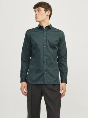 JACK%JONES PREMIUM JJPRPARMA SHIRT L/S NOOS Darkest Spruce/SUPER SLIM | Freewear JJPRPARMA SHIRT L/S NOOS - www.freewear.nl - Freewear