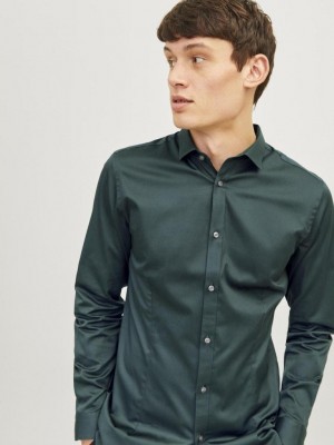 JACK%JONES PREMIUM JJPRPARMA SHIRT L/S NOOS Darkest Spruce/SUPER SLIM | Freewear JJPRPARMA SHIRT L/S NOOS - www.freewear.nl - Freewear