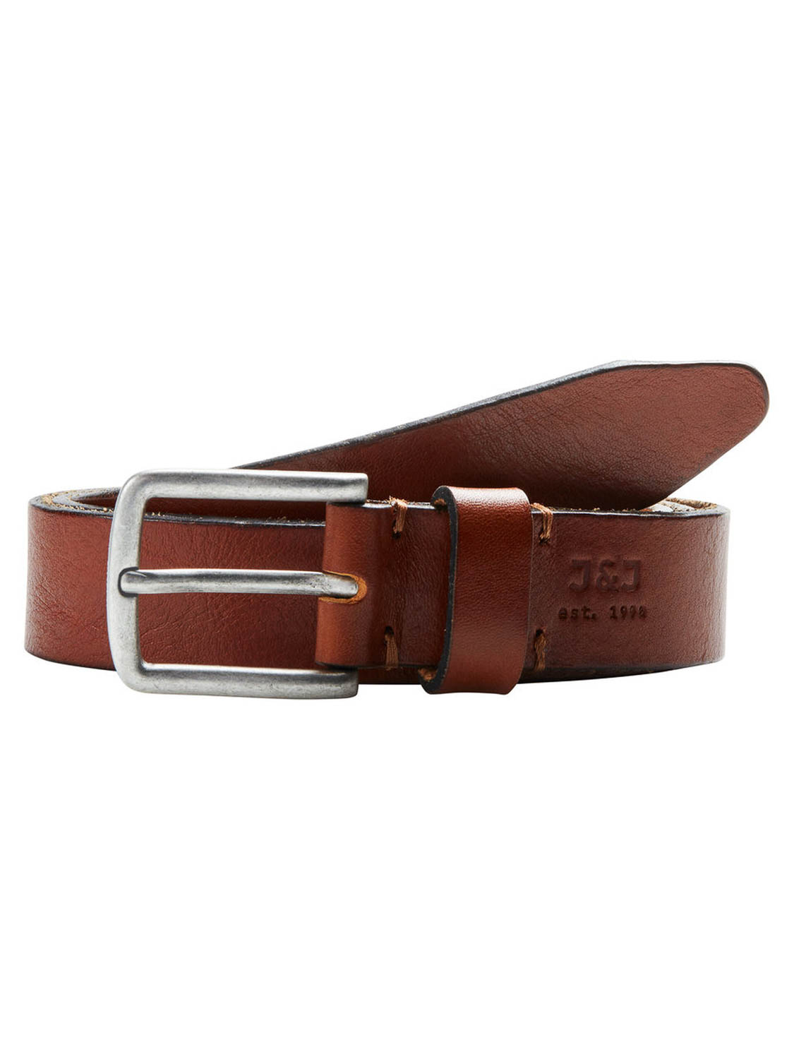 Jack & Jones JacLee Riem Bruin Leer Zilveren Gesp - 85