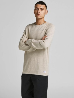 Jack & Jones:JACK&JONES ESSENTIALS JJEHILL KNIT CREW NECK NOOS Oatmeal/Melange | Freewear JJEHILL KNIT CREW NECK NOOS - www.freewear.nl - Freewear