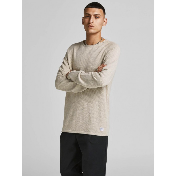 Jack & Jones:JACK&JONES ESSENTIALS JJEHILL KNIT CREW NECK NOOS Oatmeal/Melange | Freewear JJEHILL KNIT CREW NECK NOOS - www.freewear.nl - Freewear