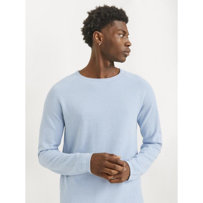 Jack & Jones:JACK&JONES ESSENTIALS JJEHILL KNIT CREW NECK NOOS Cashmere Blue/Twist | Freewear JJEHILL KNIT CREW NECK NOOS - www.freewear.nl - Freewear