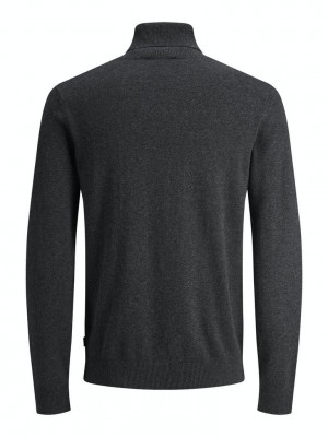 Jack & Jones:JACK&JONES ESSENTIALS JJEEMIL KNIT ROLL NECK NOOS Dark Grey Melange | Freewear JJEEMIL KNIT ROLL NECK NOOS - www.freewear.nl - Freewear