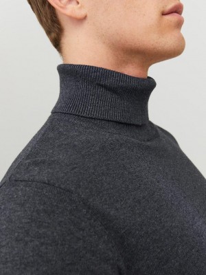 Jack & Jones:JACK&JONES ESSENTIALS JJEEMIL KNIT ROLL NECK NOOS Dark Grey Melange | Freewear JJEEMIL KNIT ROLL NECK NOOS - www.freewear.nl - Freewear